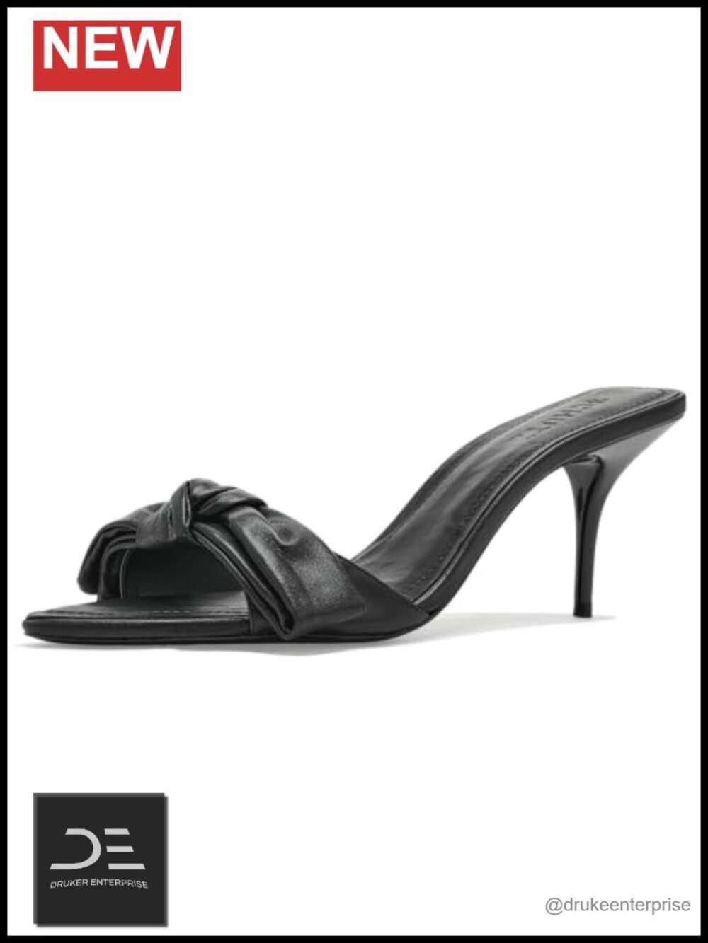 Leather Bow Heeled Sandals Slip On Stiletto Heels